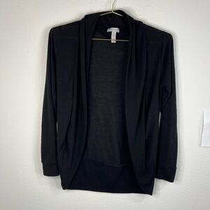 Ambiance Apparel Women's Black Open-Front Cardigan Small Lightweight Knit
